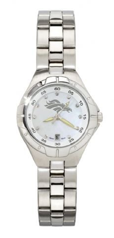 Denver Broncos Womens Pearl Watch With Stainless Steel Bracelet