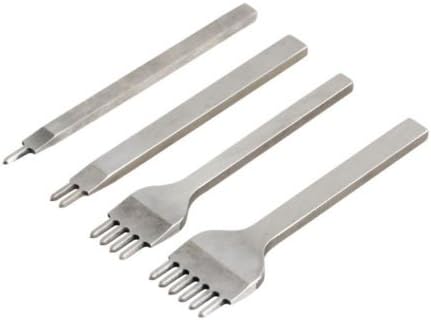 1 Set Leather Craft Tools Hole Punches Stitching Punch Tool 1+2+4+6 prong 4mm GU