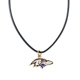 Baltimore Ravens Leather Cord Necklace and Enameled Pendant NFL Football Sports Team Logo