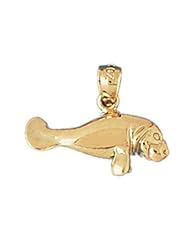 Dazzlers Solid 14k Gold Manatees Sea Cow Charm Pendant Available in three colors from jewelsberry (weights: 2.0 grams only)