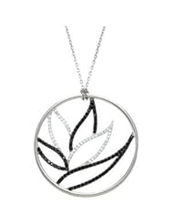 Sterling Silver 1/4 Ct Tw Genuine Black Spinel & Diamond Necklace