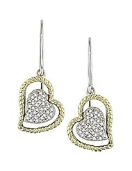 10k Gold and Silver 1/5ct TDW Diamond Heart Earrings