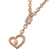 【95-7065】 1粒石&キラゆれハート プチネックレス(PinkGoldコーティング) ネックレス・ペンダント