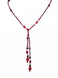 Necklace - N185 - Lariat Style - Swarovski (tm) Crystals and Mixed Beads ~ Siam & Garnet (Red) 30