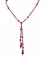 Necklace - N185 - Lariat Style - Swarovski (tm) Crystals and Mixed Beads ~ Siam & Garnet (Red) 30"
