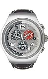 Swatch Irony Guide Me Leather Chrongraph Silver-tone Dial Men's Watch #YOS434