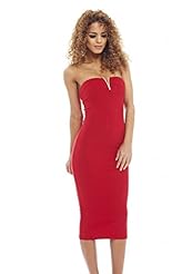 Plunging Neck Elastane/Polyester Bodycon Dress/Midi Dress 