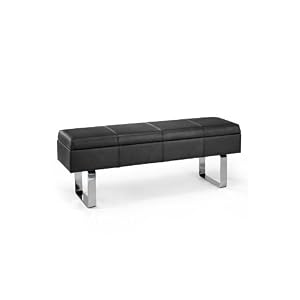 Soho Delfino 48w Storage Bench, 48W, BLACK LEATHER