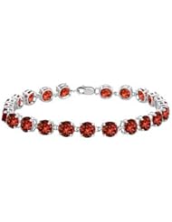 Sterling Silver Prong Set Round Garnet Bracelet with 12.00 CT TGW