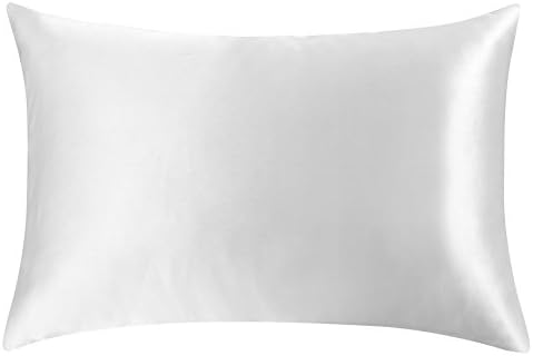 Sahara Fish 100% Mulberry Silk Pillowcase for Hair & Facial Beauty, Pillow Shams Cover with Hidden Zipper Queen White