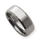 Tungsten Polished Faceted Bevel Edge Wedding Band Size 12.5