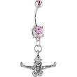 Pink Double Gem Cheerleader Belly Ring