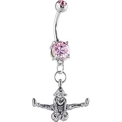 Pink Double Gem Cheerleader Belly Ring