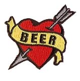 2 Manly Love of Beer Heart Arrow Tattoo Patch