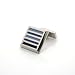 Tonal Stripes-Navy / Base metal cufflinks with blue opaque enamel insert, Palladium Plated