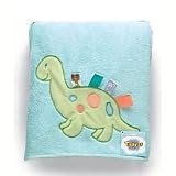 TaggiesTM Reversible Plush Coral & Boa Blanket with Dinosaur Applique