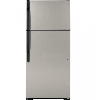 16.6 cu. ft. Top-Freezer Refrigerator with 2 Adjustable Wire Shelves Fixed Gallon Door Storage 2 Adjustable Crispers Deluxe Quiet Design and Optional Ice Maker in Metallic Silver