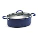 Rachael Ray Porcelain Enamel Nonstick 8-Quart Oval Pasta Pot with Glass Lid, Blue