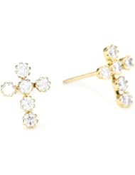 Jewelry Of Faith Girls 14k Gold Cubic Zirconia Cross Earrings