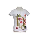 baby Dior（ベビーディオール） Tシャツ 半袖 ゴールドロゴ フラワー付 ホワイト 3A 【並行輸入品】