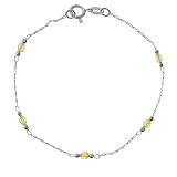 Eve's Addiction Lemon Yellow Beaded Sterling Silver Anklet