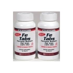 Click here to buy Windmill Ferrous sulphate Iron Supplement therapy 325 Mg tablets - 300 ea by WINDMILL.