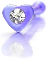 Tianmall Heart Nose Studs Rings Cubic Zirconia Bars Pins Body Jewelry Piercing