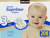Kirkland Signature Supreme Baby Diapers (Size 3, Quantity 208)