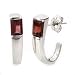 Sterling Silver 6X4 Garnet Half-Hoop Earrings