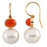 14K Yellow or White Gold Paspaley South Sea Cultured Pearl and Coral Earrings - Various Sizes