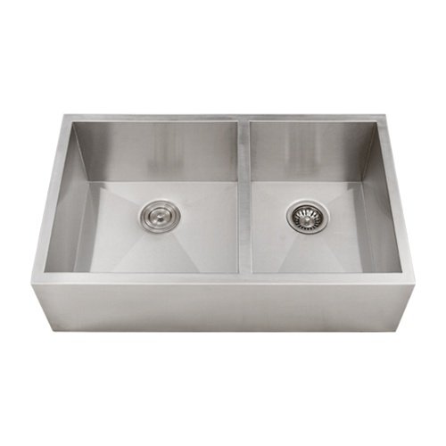 Zero Radius 33 Apron Farmhouse 16 Gauge Stainless Steel Double-Bowl