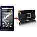 Amzer Silicone Skin Jelly Case Leather Pouch Combo Blue For Verizon Motorola Droid X Mb810