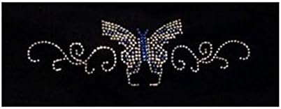 Chop Top Womens Cloth Head Band One Size Black - Rhinestud Blue Butterfly and Silver Swirls