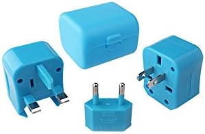 Universal Travel Wall Charger, All in One AC Power, AU UK US EU CN Plug Adapter, All power adapters compact in a carrying case (Blue)