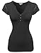 MBE Women's Cute Detail Casual Cap Sleeve Tee Shirt
