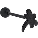 Black Titanium Anodized 3-D DRAGONFLY Barbell Tongue Ring