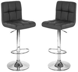 2 Modern Adjustable "Leather" Swivel Pub Style Bar Stools / Barstools Black