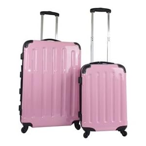 Buy 28 Spinner PINK Suitcase + FREE Carry-on luggage set by Palm Springs
