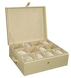 Deluxe China Storage Cup Chest (Cream Faux Leather) (5.25