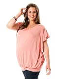 Motherhood Maternity: Plus Size Short Sleeve Scoop Neck Flutter Sleeve Maternity T Shirt