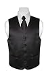 BOY'S Solid BLACK Color Dress Vest NeckTie Set
