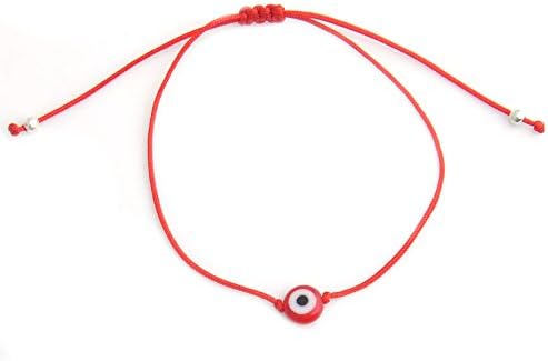KePu Jewelry Red String Colorful Evil Eye Bead Bracelet (Red)