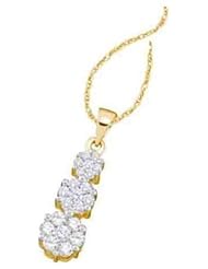 1 cttw 14k Yellow Gold Diamond Flower Pendant Necklace (Real Diamonds: 1 cttw), 18"