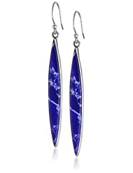 Sterling Silver Long Marquise Inlay Drop Earrings