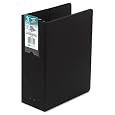Wilson Jones Large Capacity Hanging Vinyl Binder 3-Inch Capacity,  8.5 x 11 Inch Sheet Size, Black (W365-49B)