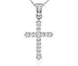 10k White Gold Diamond Cross Pendant (1/4 cttw, I-J Color, I2-I3 Clarity), 18