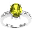 14K White Gold Peridot and Diamond Ring