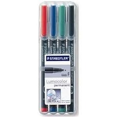 Staedtler 318 WP4 Feinschreiber Universalstift Lumocolor permanent, Staedtler Box mit 4 Farben