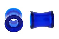Double Flare Acrylic Tunnel - Dark Blue - 8g - Sold as a Pair