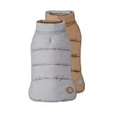 Fab Dog Reversible Puffer Vest Dog Jacket, Squirrel Camel/Gray